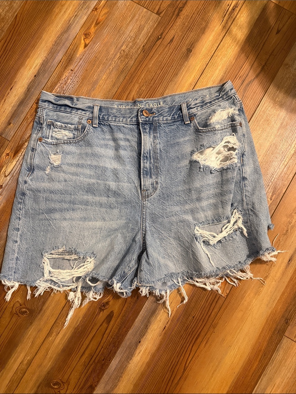 American Eagle Outfitters Light Blue Distressed Denim Cutoff Shorts